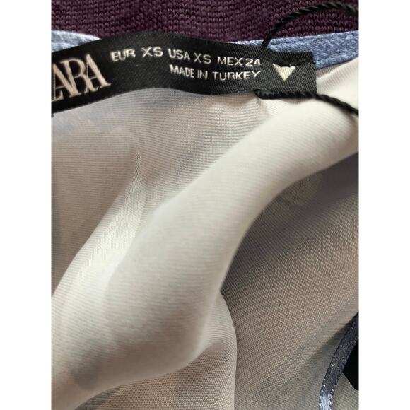 Zara XS Dress Spaghetti Strap Backless Denim-Print Long Satin Lightweight - Picture 9 of 9